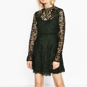 Zara Mini Lace Dress in Green